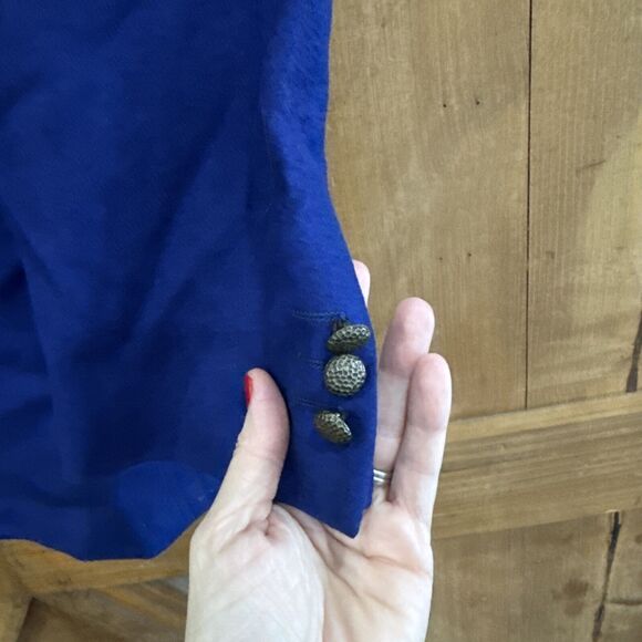 Versace Classic V2 Blue Cashmere Wool One Button Blazer Women’s Sz 50R Vintage - Picture 4 of 10